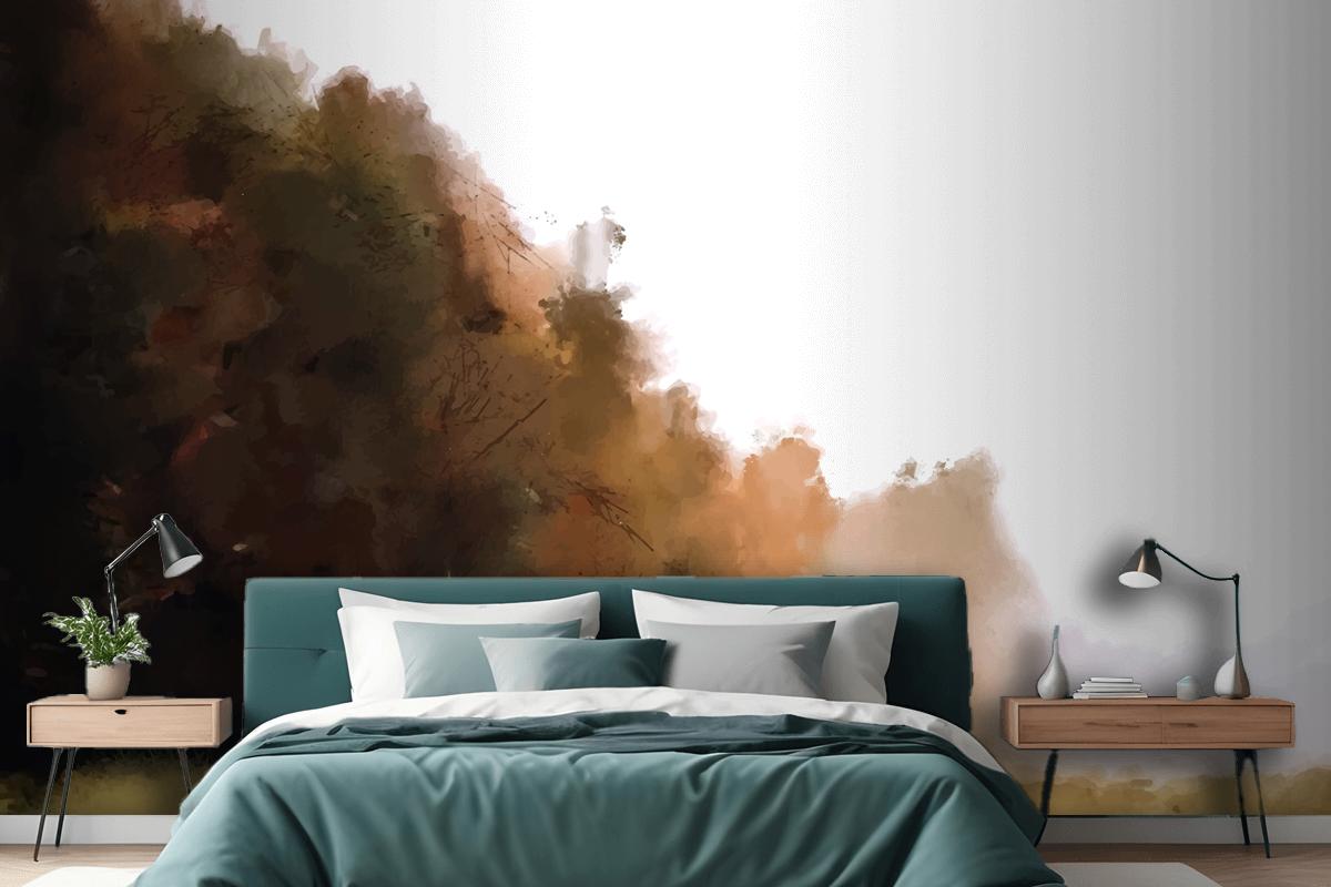 Watercolor Autumn Landscape Bedroom Wallpaper Mural