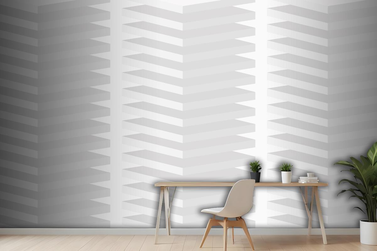 Geometric Pattern Background White Minimal 3D Design Wallpaper Mural