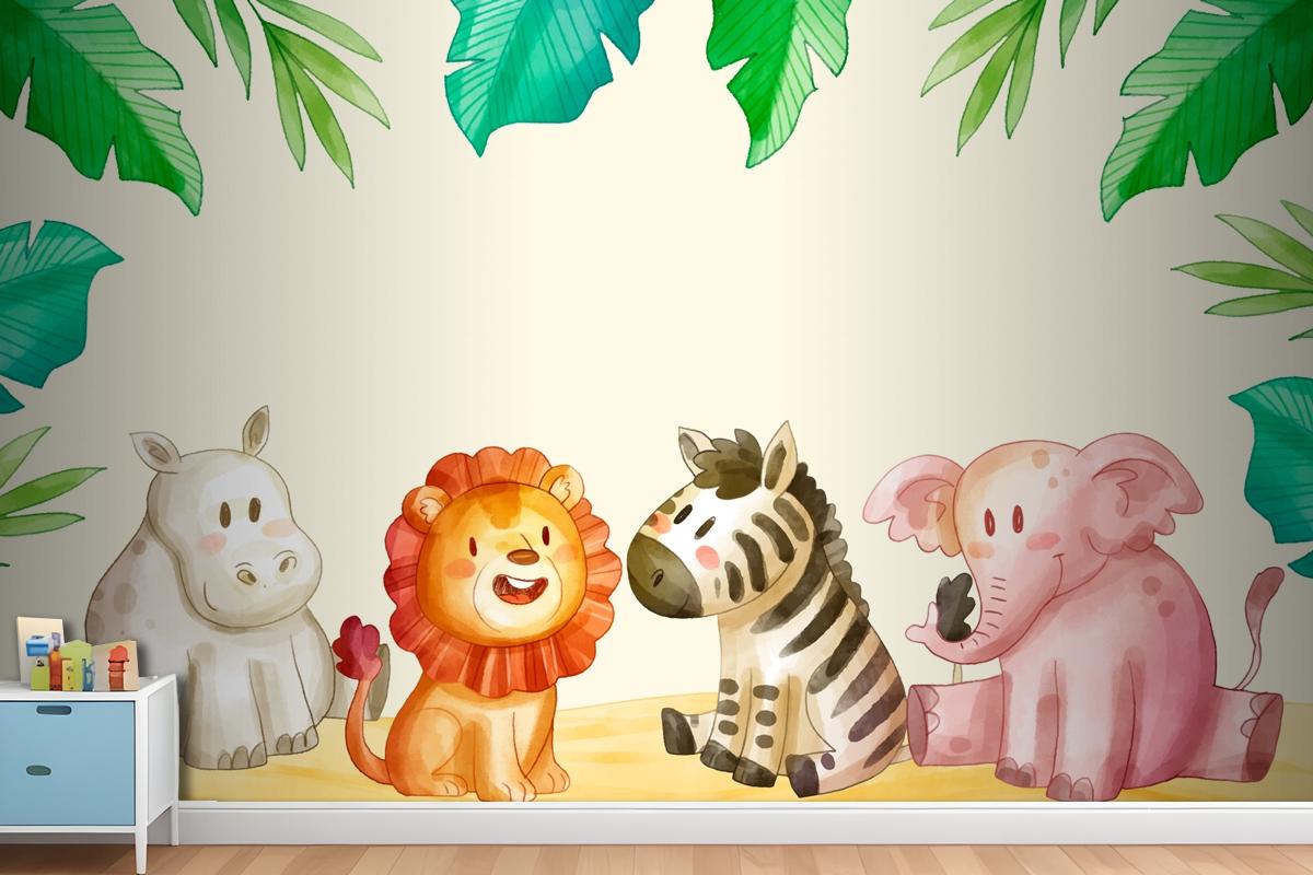 Watercolor Safari Background Wallpaper Mural