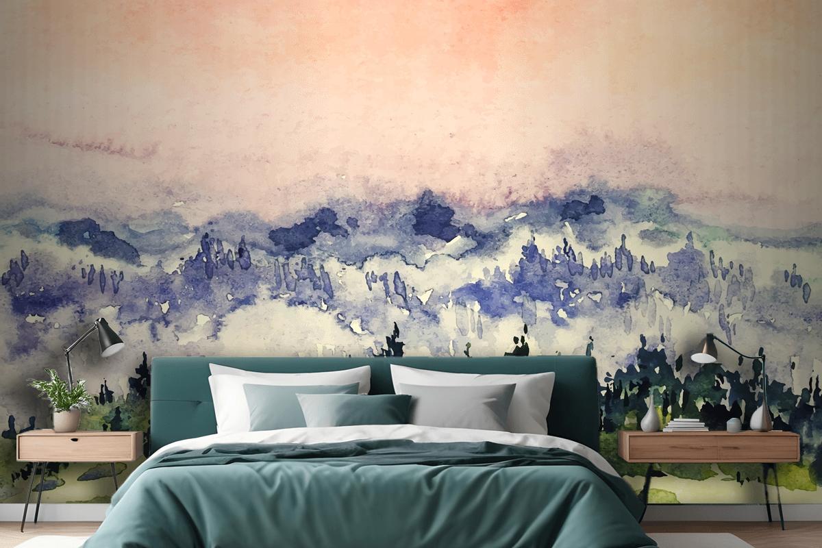 Abstract Watercolor Landscape Background Bedroom Wallpaper Mural