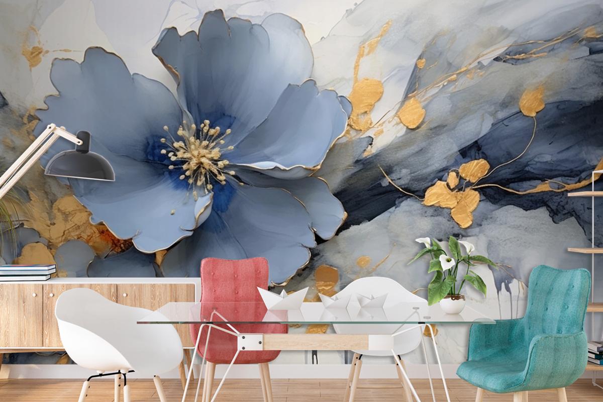 Abstract Artistic Background Retro Nostalgic Golden Brushstrokes Wallpaper Mural