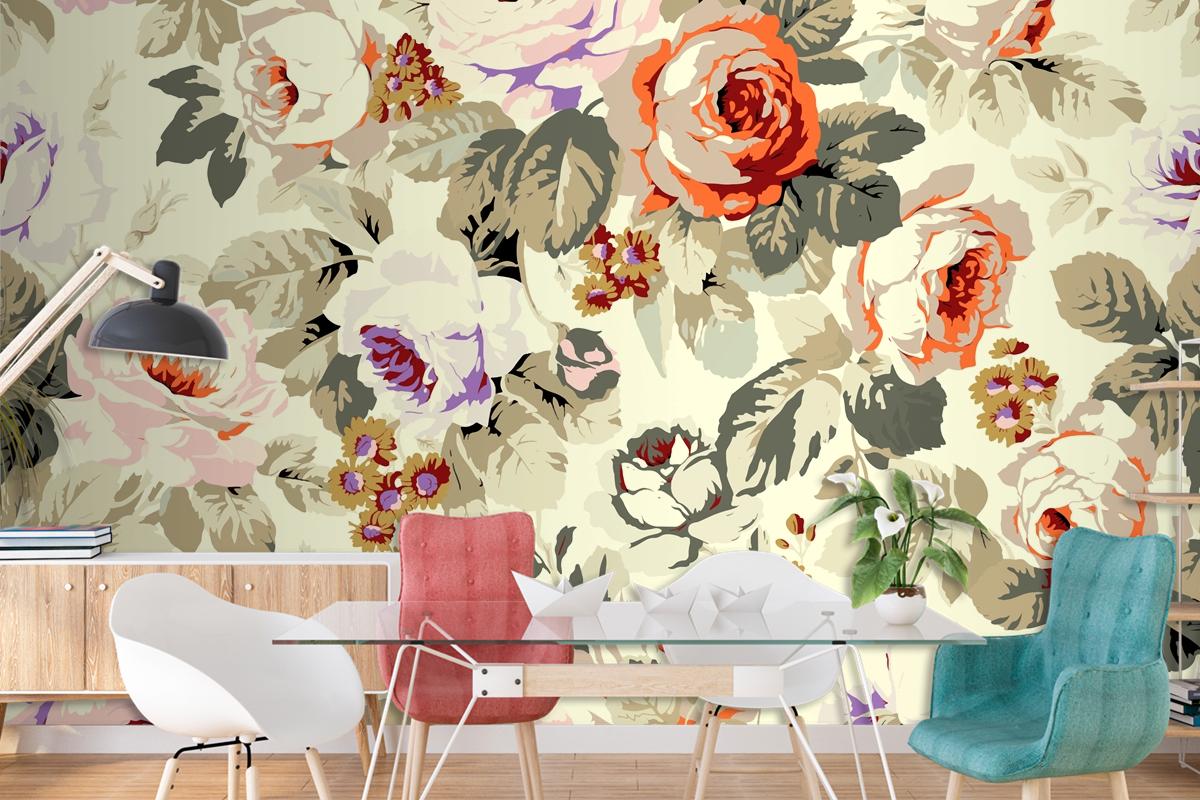 Flowers Repeat Pattern Design Wallpaper Mural