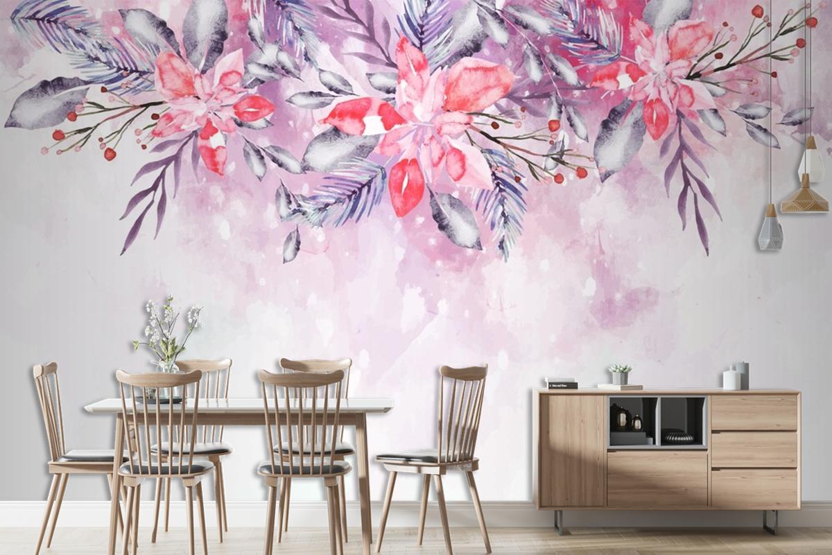 Blooming Watercolor Flowers For Wallpaper Concept Living Room Wallpaper Mural