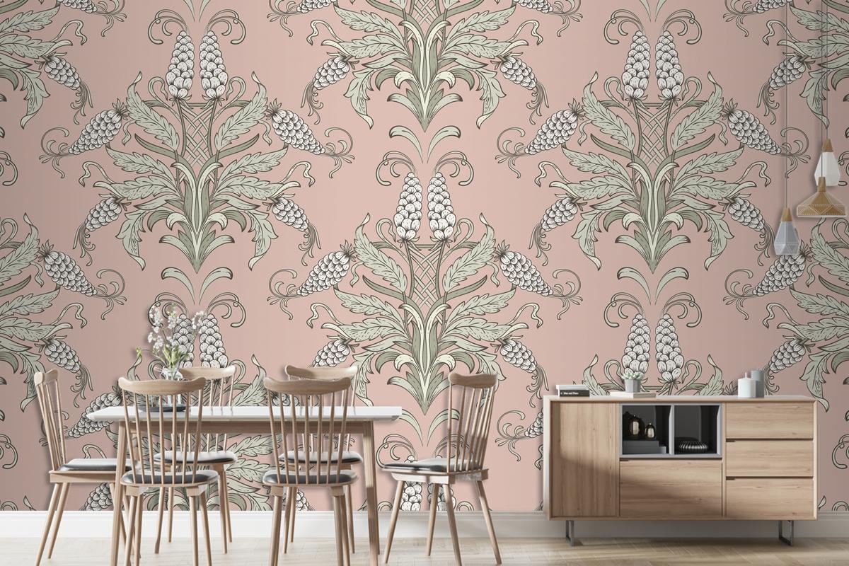 Damask Seamless Emboss Pattern Living Room Wallpaper Mural