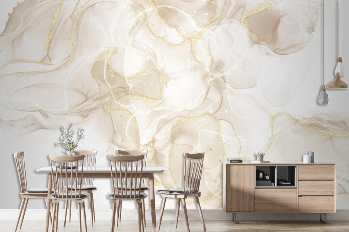 Fluid Art Hand Painted Background With Gold Glitter Elements Living Room Wallpaper Mural