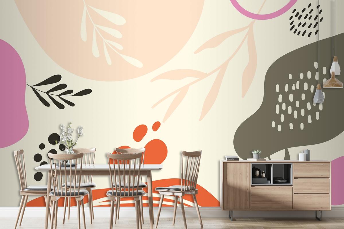 Hand Drawn Flat Design Abstract Doodle Living Room Wallpaper Mural