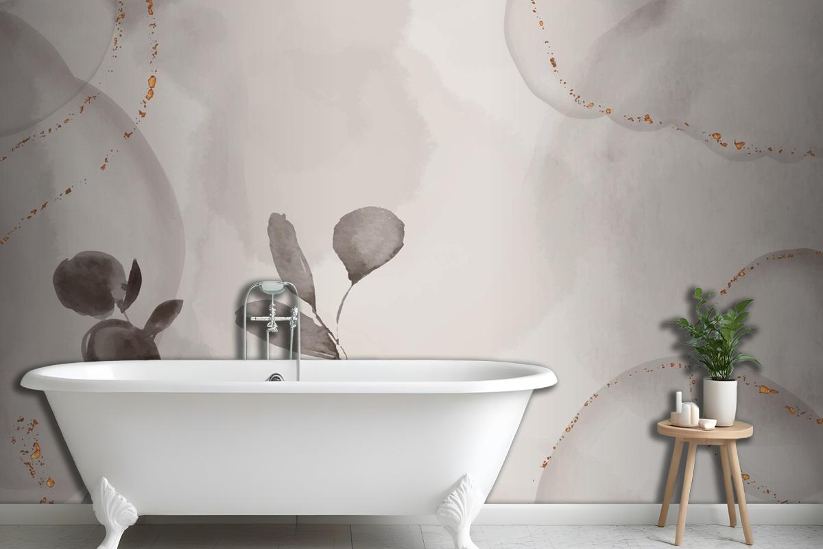 Watercolor Hand Drawn Background With Leaves Wallpaper Mural