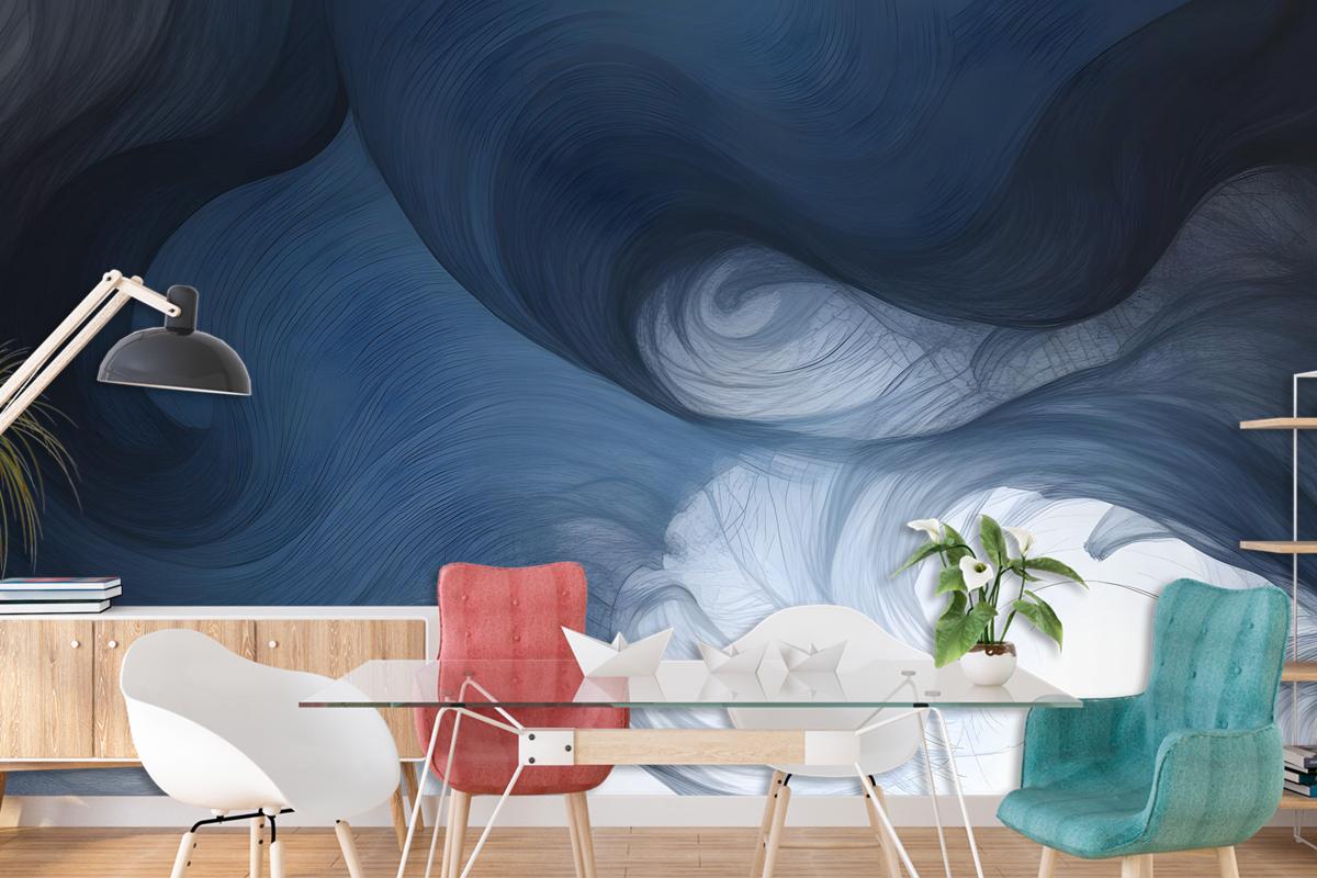 Abstract Dark Blue Brush Wallpaper Mural