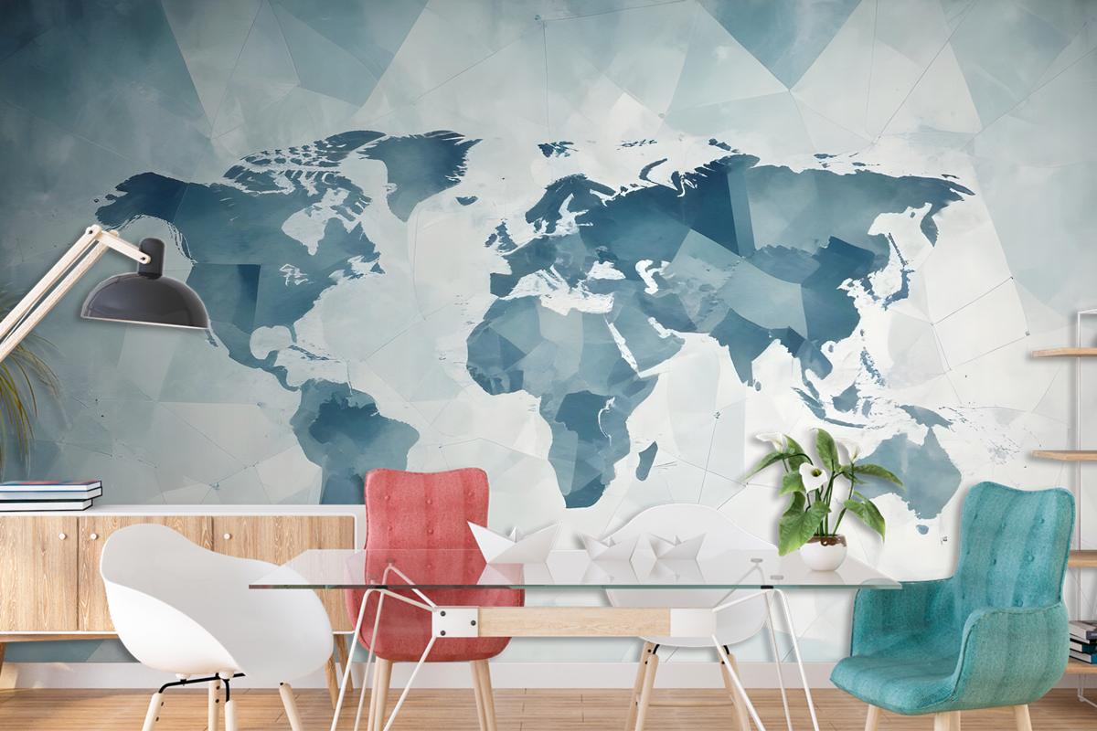Abstract Map With Geometric Line Wallpaper Mural