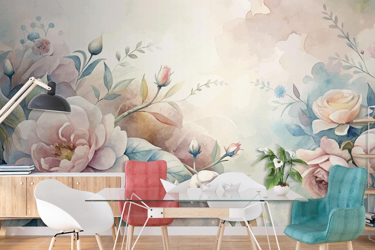Beautiful Watercolor Flower Background Wallpaper Mural