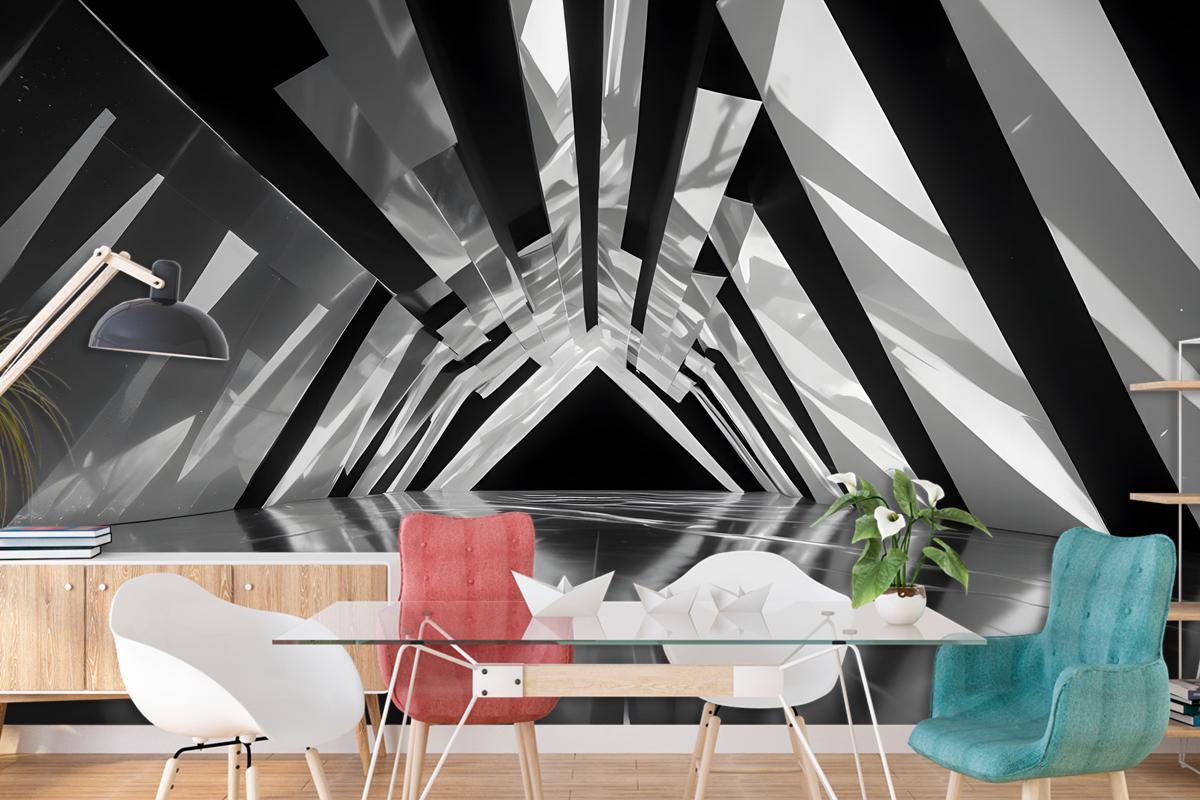 Black And White Architectural Iridescent Style Wallpaper Mural