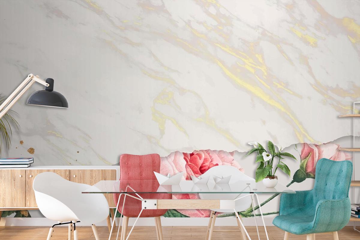 Blank Pink Rose Frame Wallpaper Mural