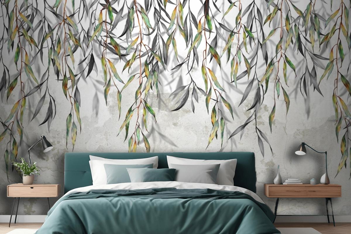 Branches Hang From Above In The Background Bedroom Wallpaper Mural
