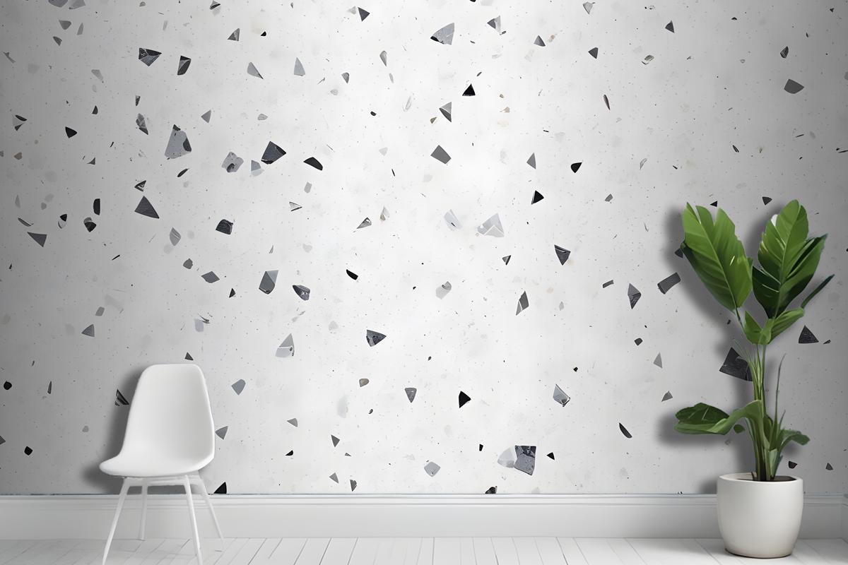 Closeup View Of A White And Gray Speckled Surface Resembling A Terrazzo Material Wallpaper Mural