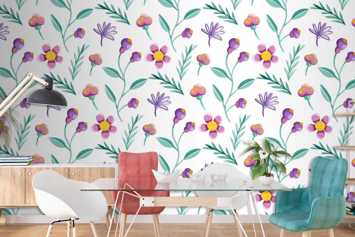 Colorful Floral Pattern Wallpaper Mural