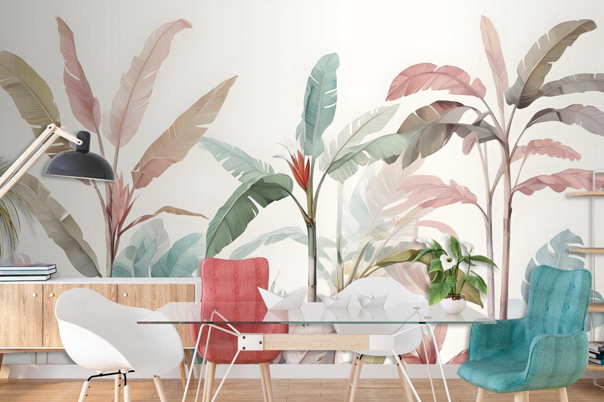 Colorful Tropical Banana Tree Wallpaper Mural