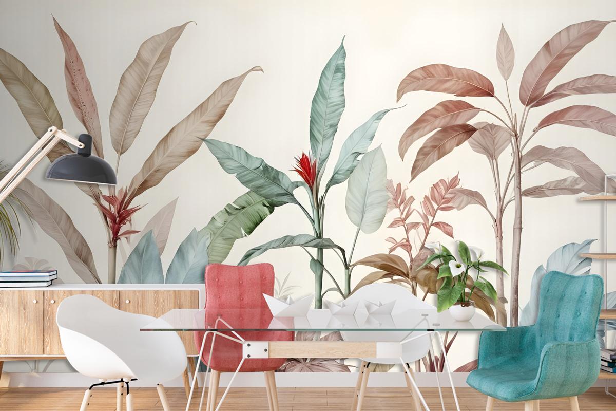 Colorful Tropical Banana Tree Bedroom Wallpaper Mural