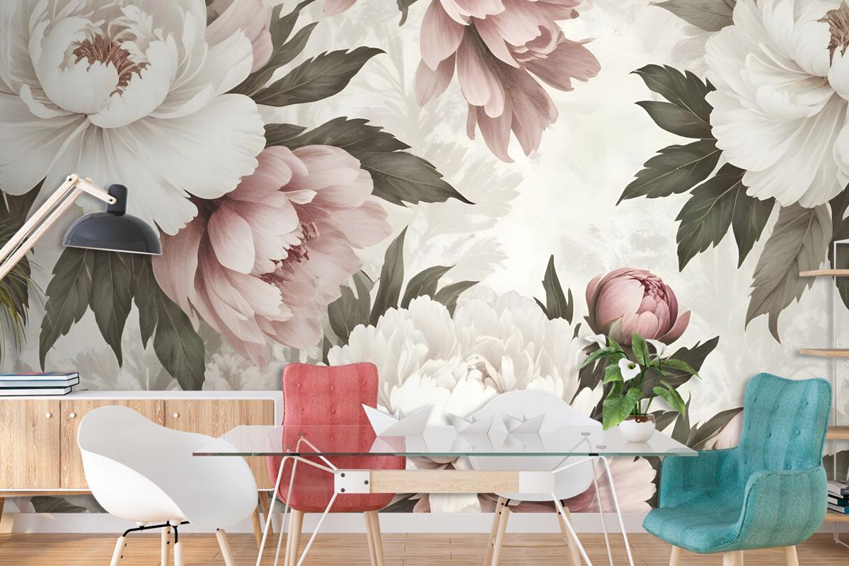 Dutch Pink Peony Floral Bedroom Wallpaper Mural
