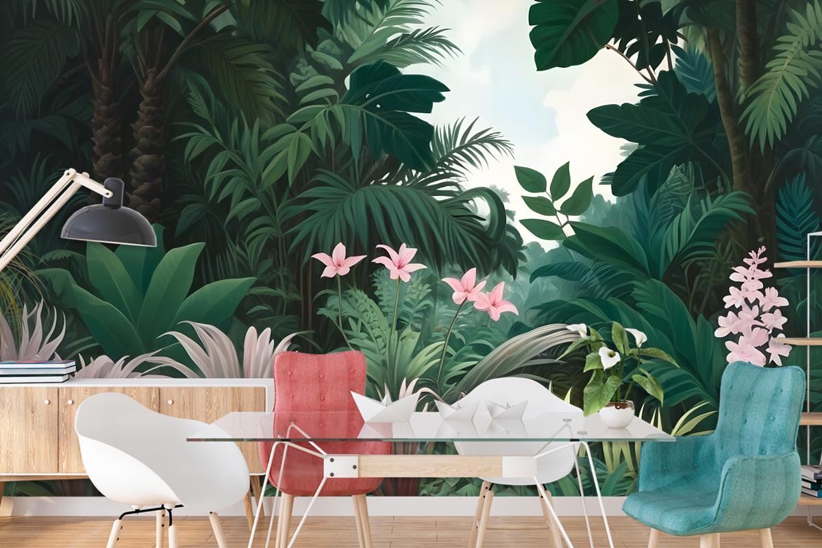 Exotic Forest Painting Landscape Wallpaper Mural