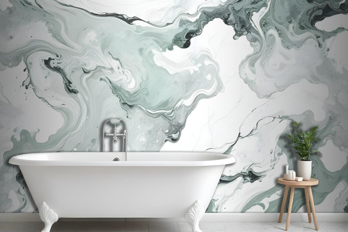 Green Marbleized Wallpaper Mural