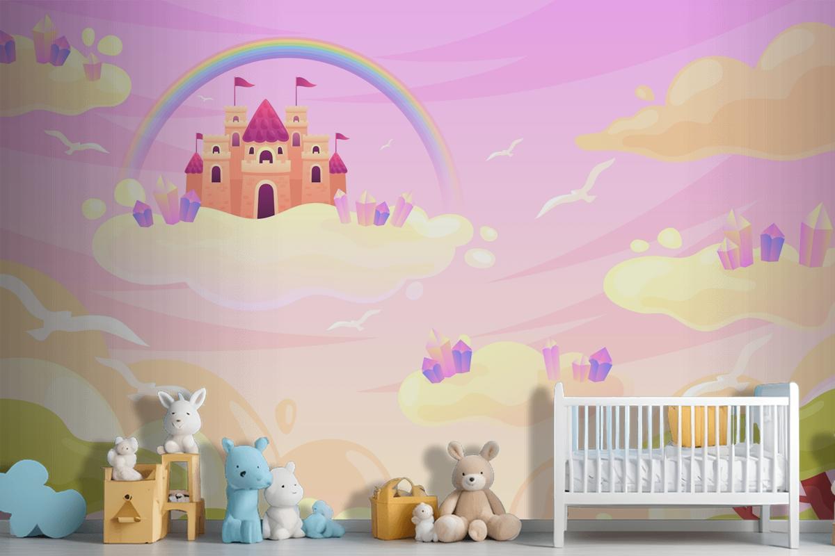 Hand Drawn Fairytale Background Girl Wallpaper Mural