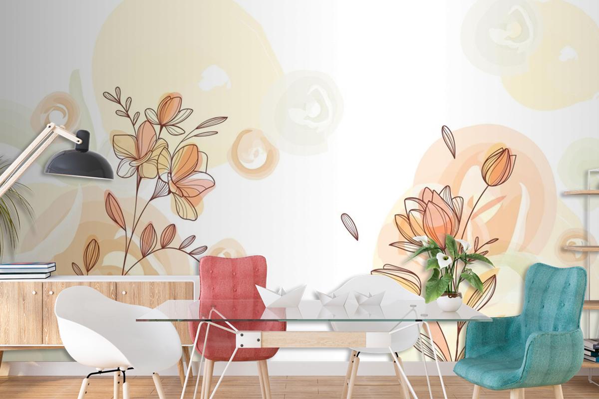 Hand Drawn Flowers Background Wallpaper Mural