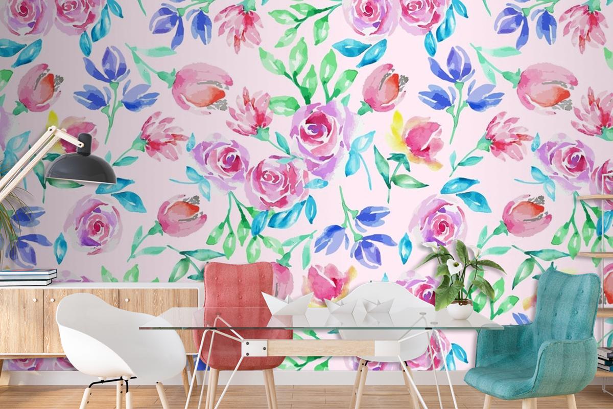 Hand Drawn Small Flowers Pattern Wallpaper Mural