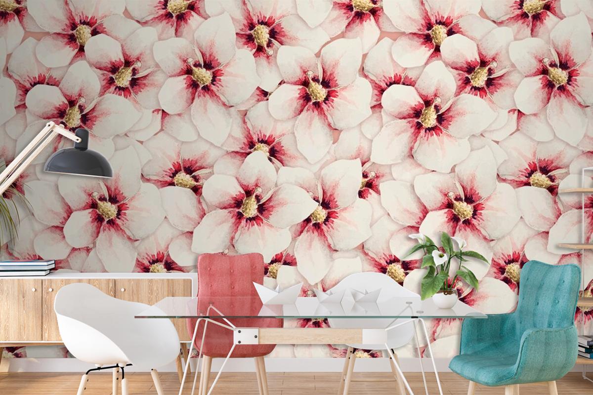 Hibiscus Flower Pattern Background Wallpaper Mural