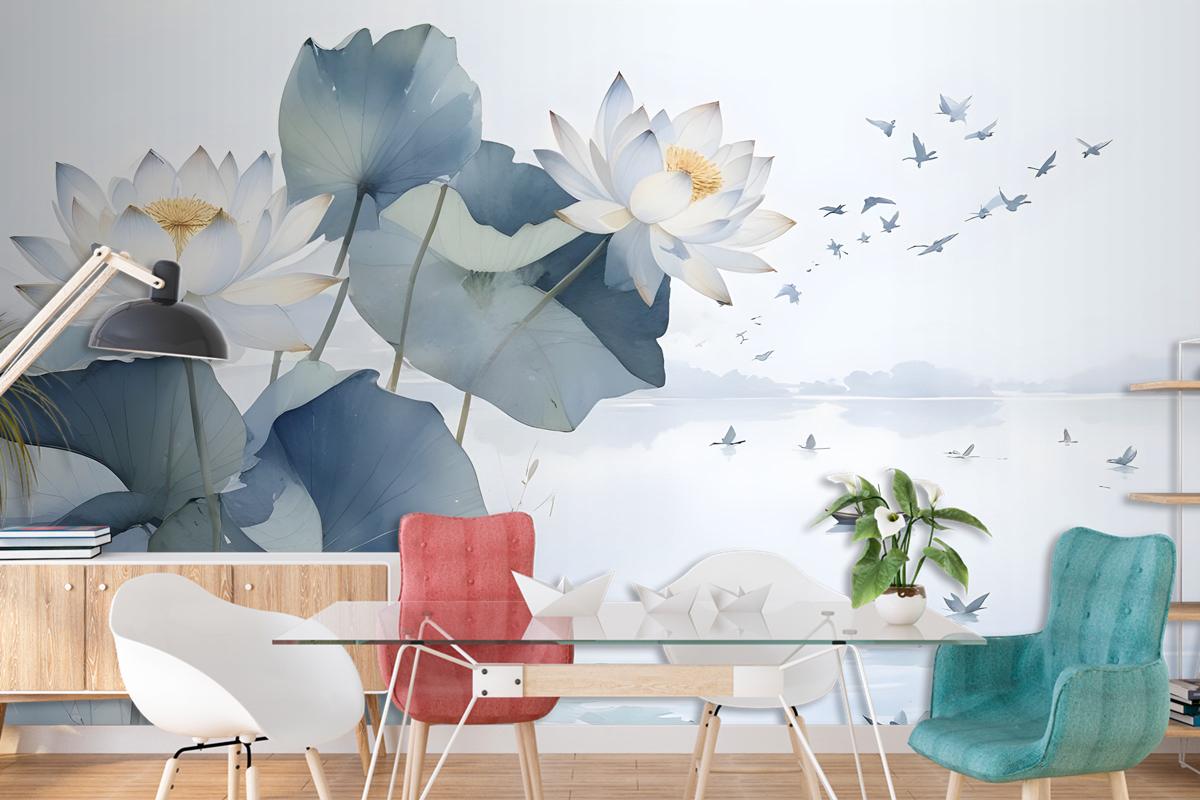 Lotus Floral Art Wallpaper Mural