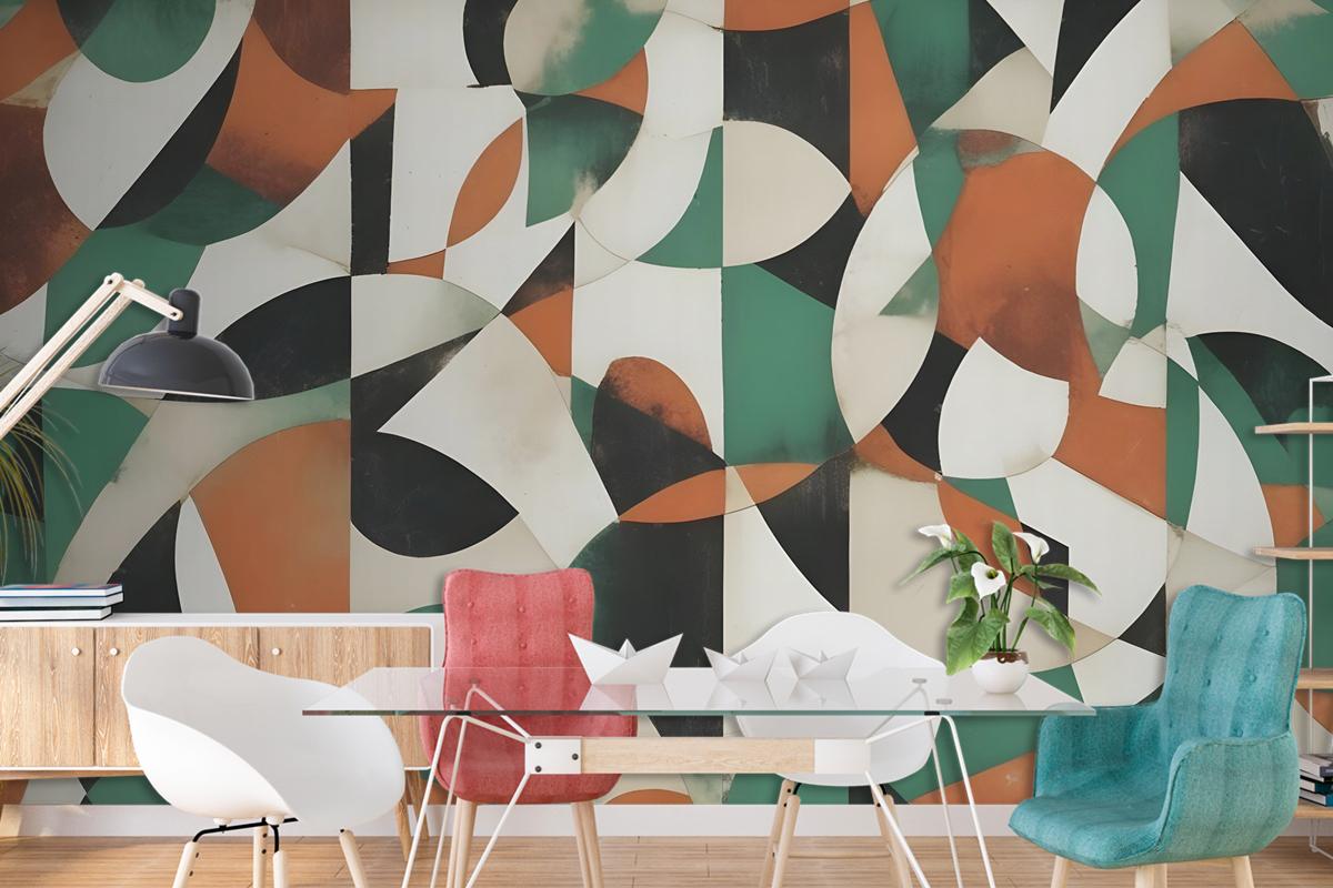 Modern Abstract Art With Retro Colorful Geometric Wallpaper Mural