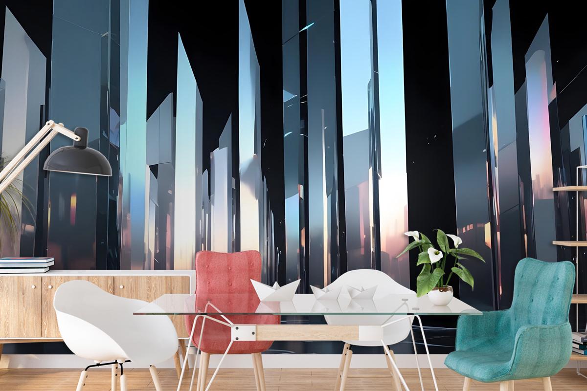 Modern Flat Black And White Bright And Reflective Atmosphere Light Effects Wallpaper Mural