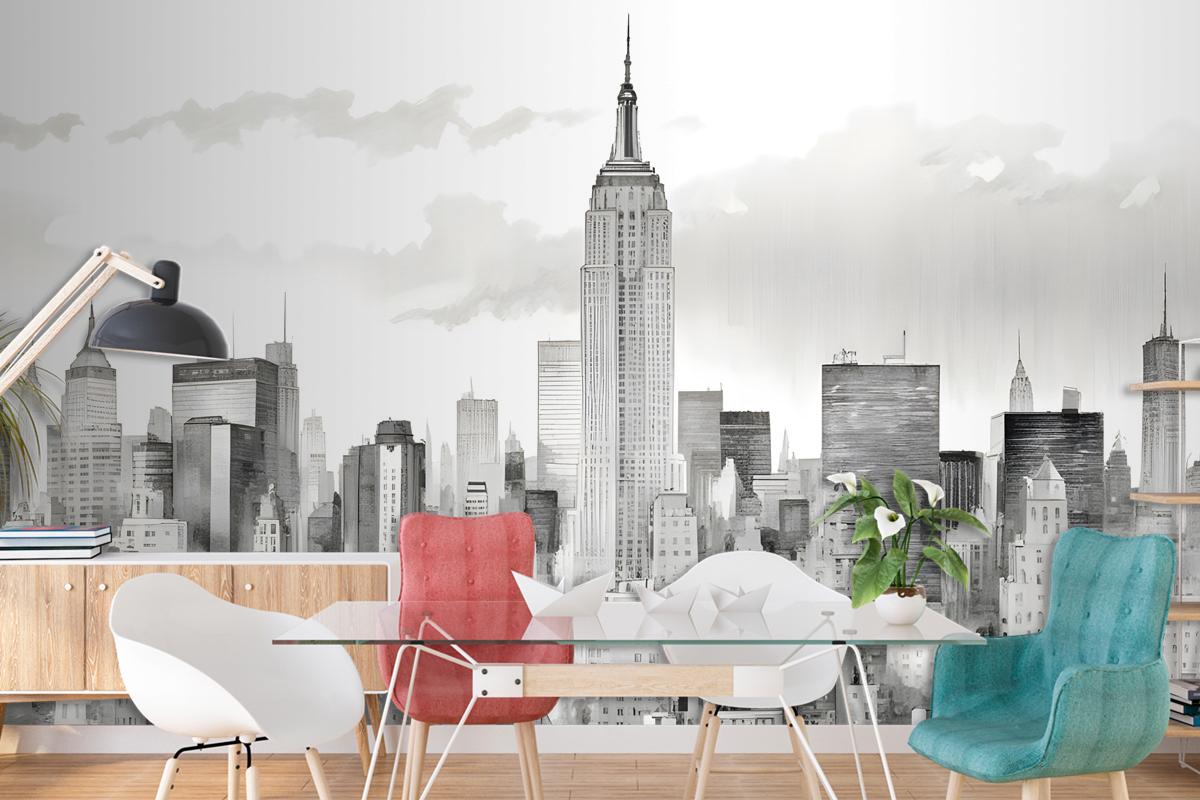 Monochrome Charcoal New York City Wallpaper Mural