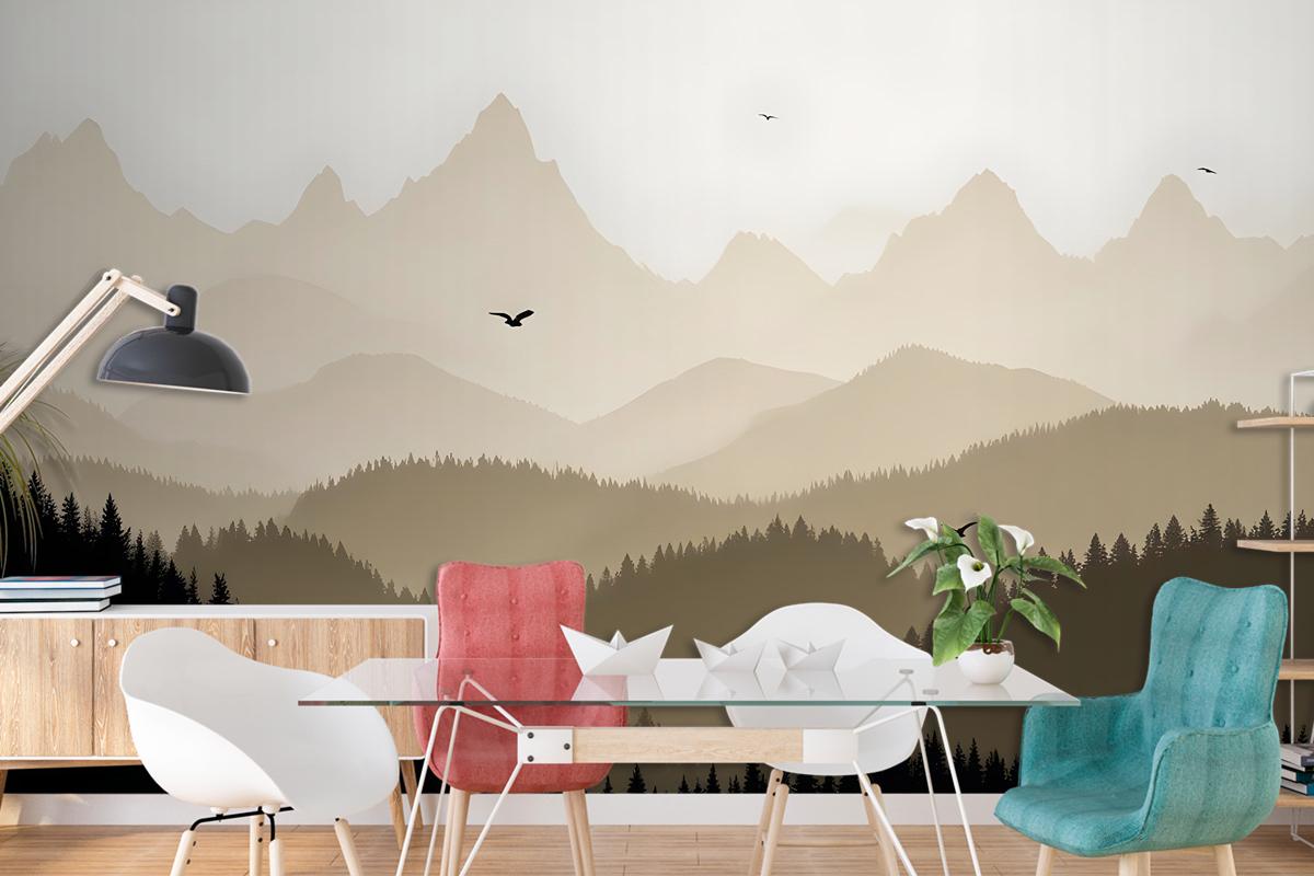 Mountain Landscape Silhouette Wallpaper Mural