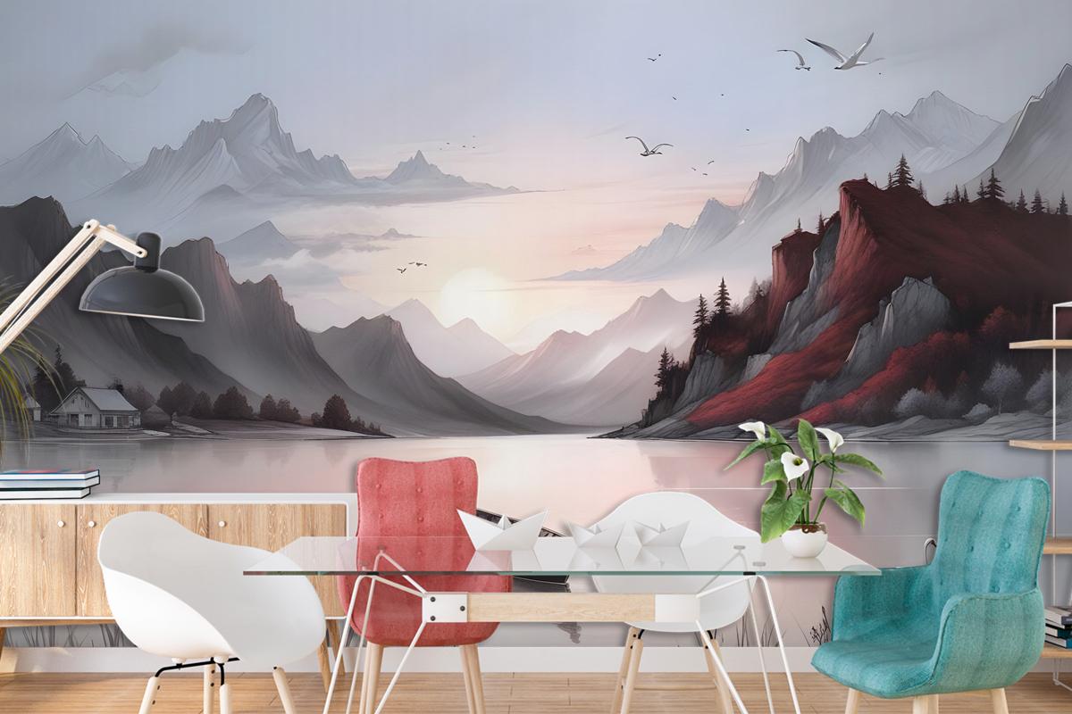 Nature Landscape With Mountains Wallpaper Mural