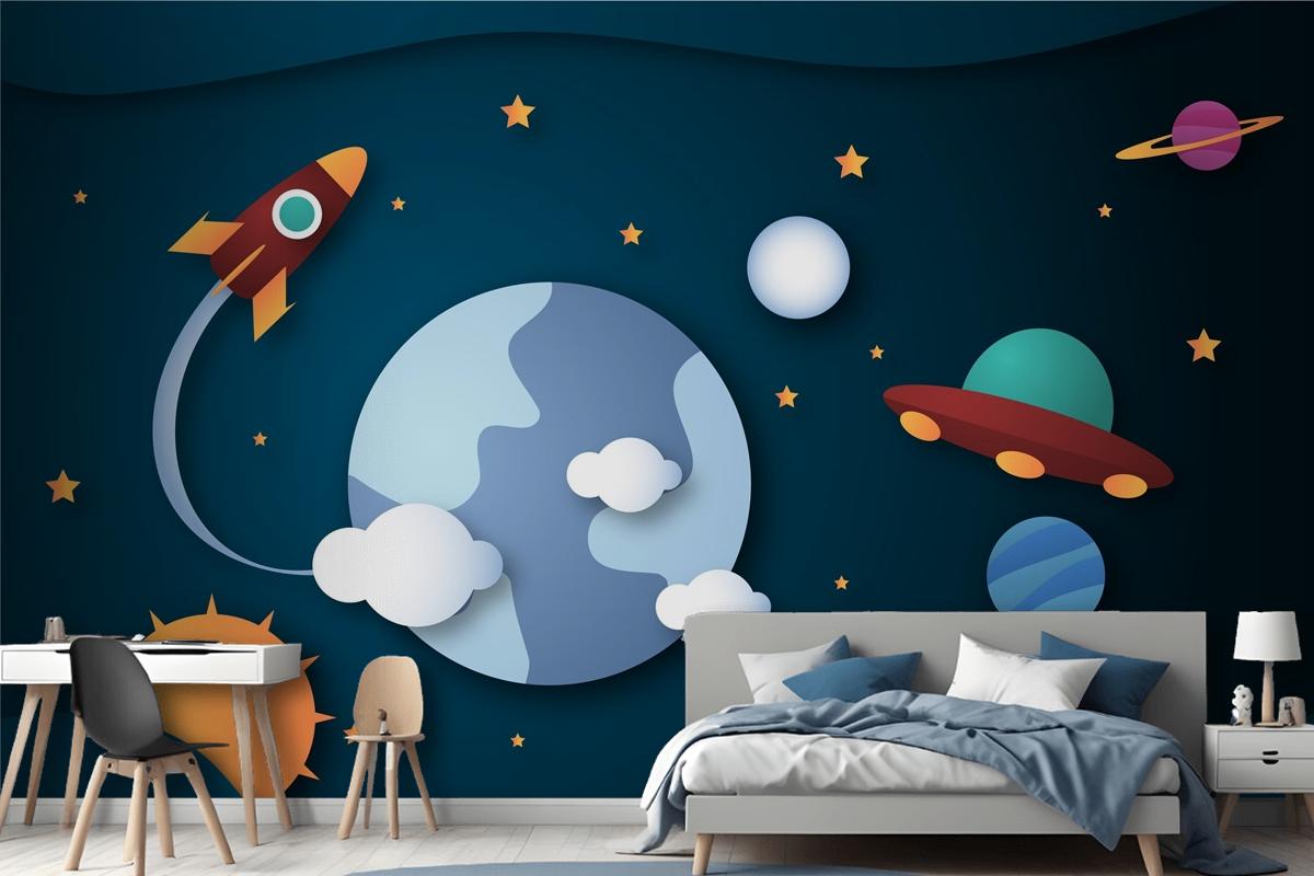 Paper Style Galaxy Background Wallpaper Mural