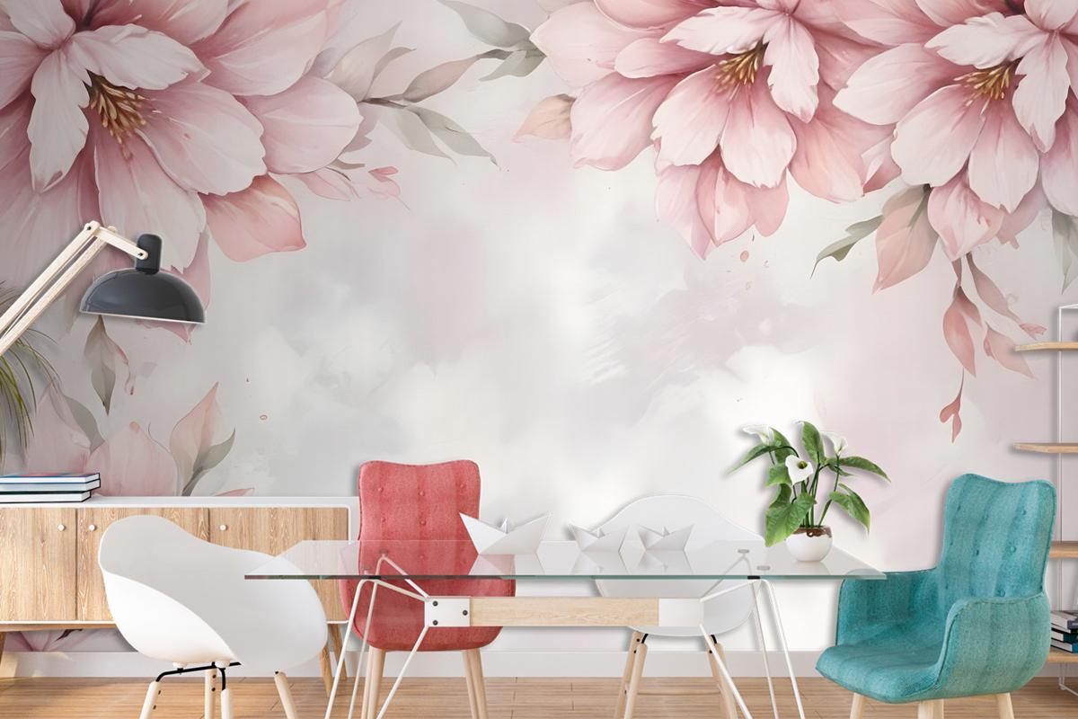 Pastel Pink Flower Wallpaper Mural