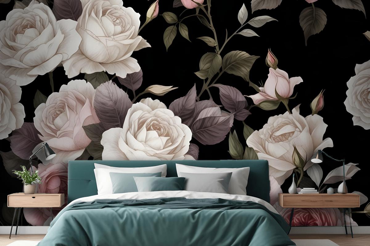 Purple & Pink Dark Floral Wallpaper Mural