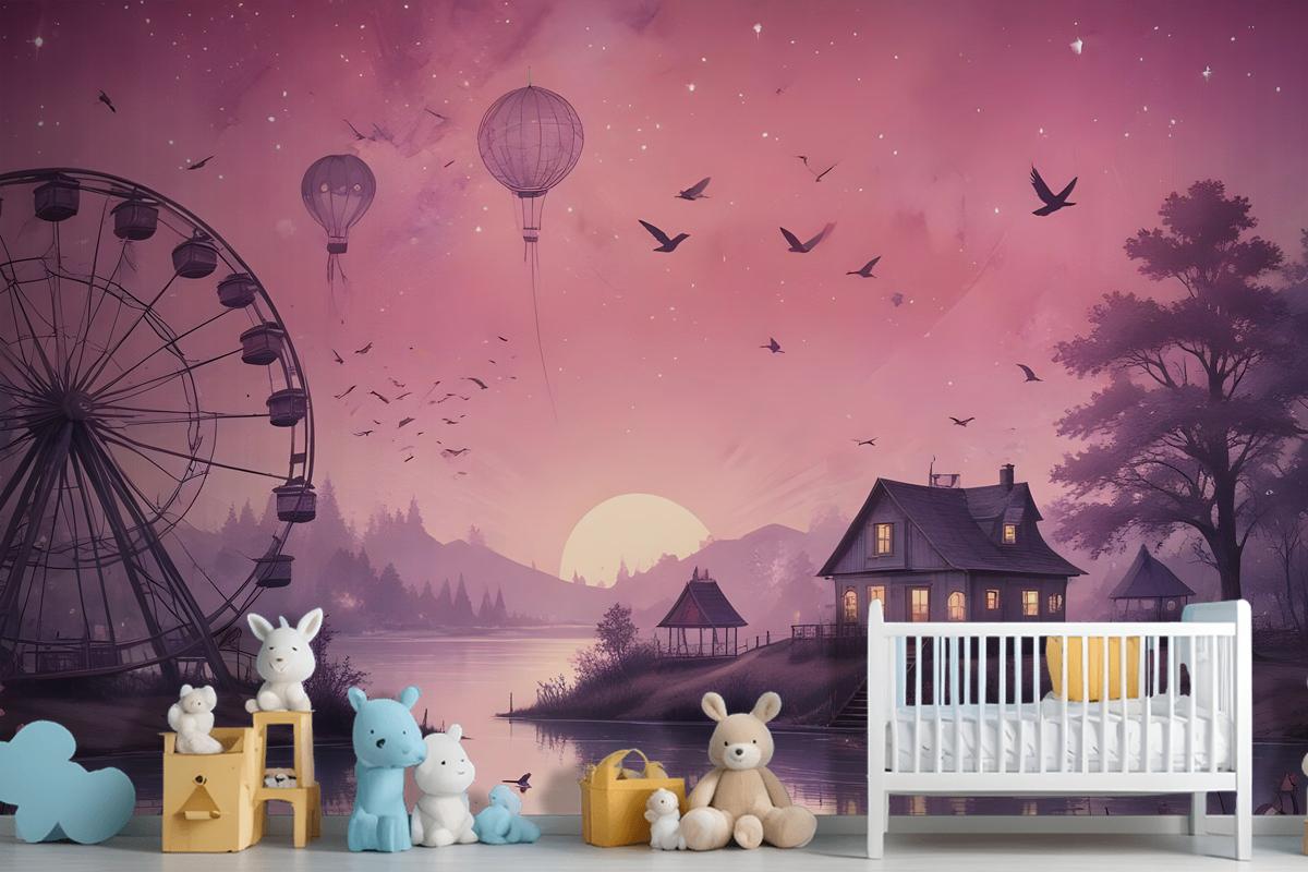 Sea Landscape With Ferris Wheel Wallpaper Mural