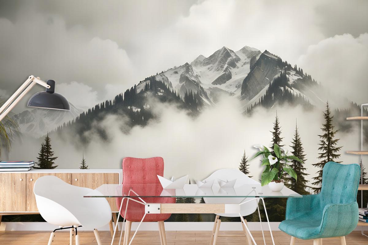 Snowy Mountain Landscape Wallpaper Mural