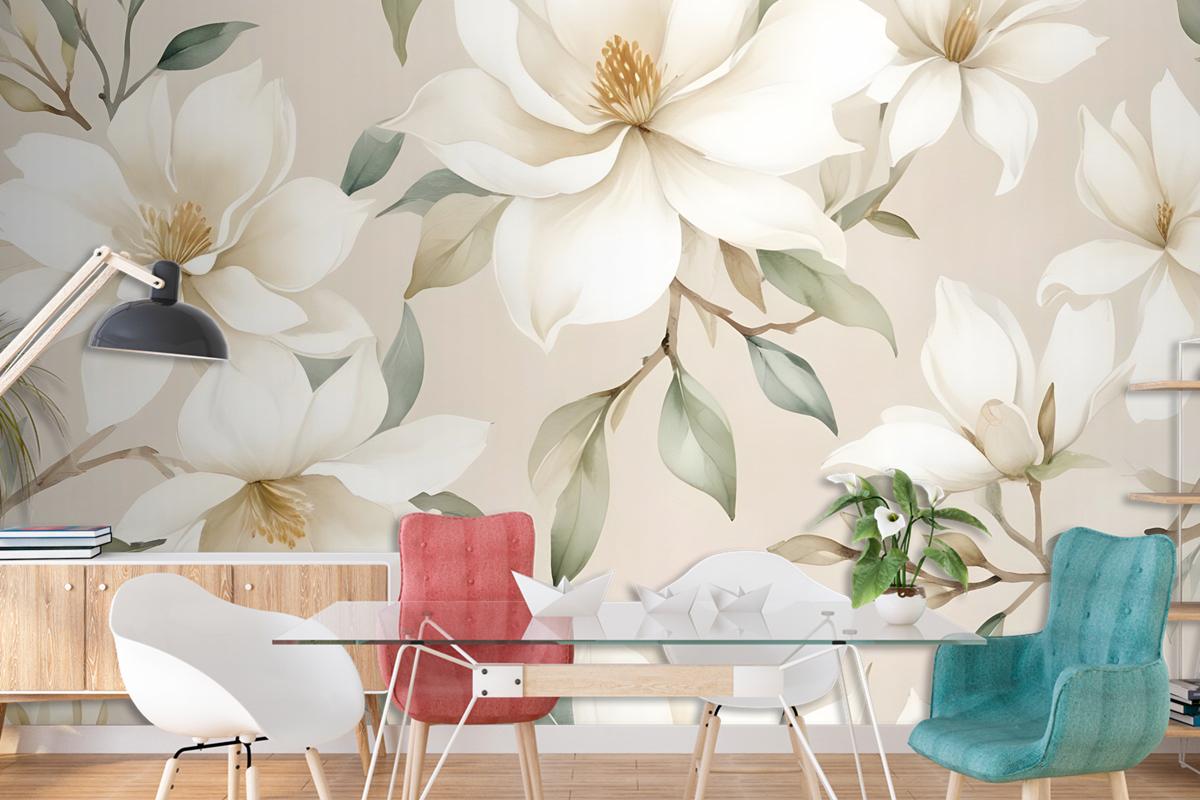 Soft Magnolia Floral Wallpaper Mural