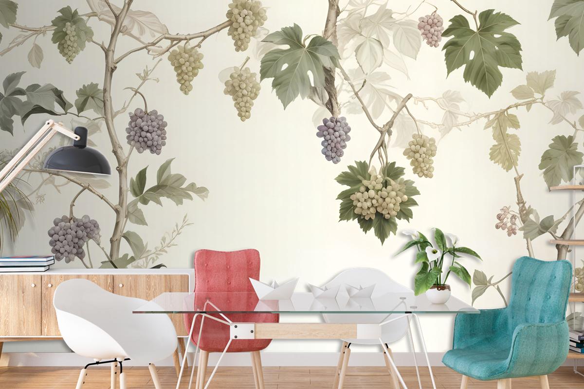 Soft Tropical Grape Trees And Durian Fruits Wallpaper Mural