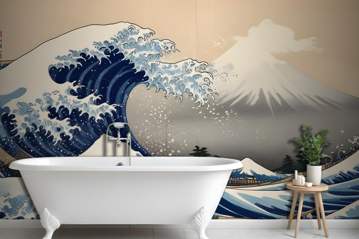 The Great Wave Off Kanagawa By Hokusai Wallpaper Mural