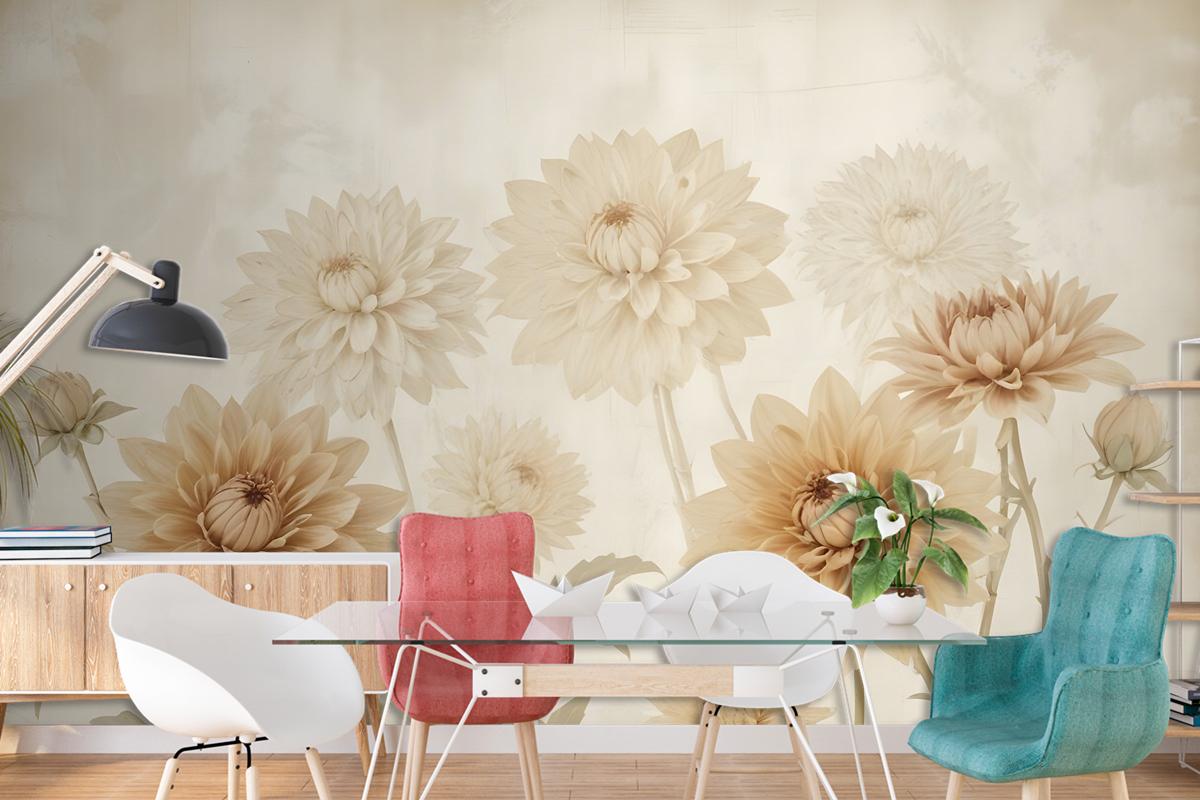 Vintage Dahlia Flower Wallpaper Mural