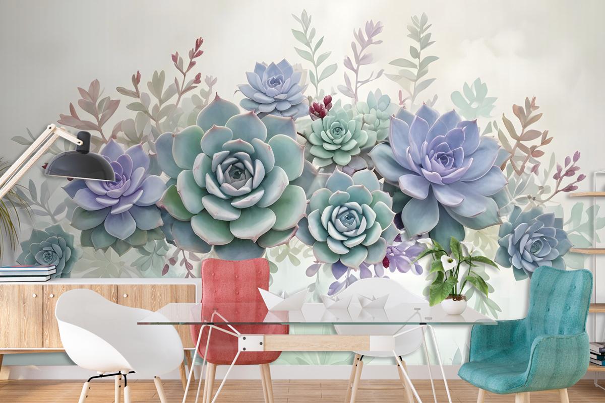 Vintage Purple Flowers Wallpaper Mural