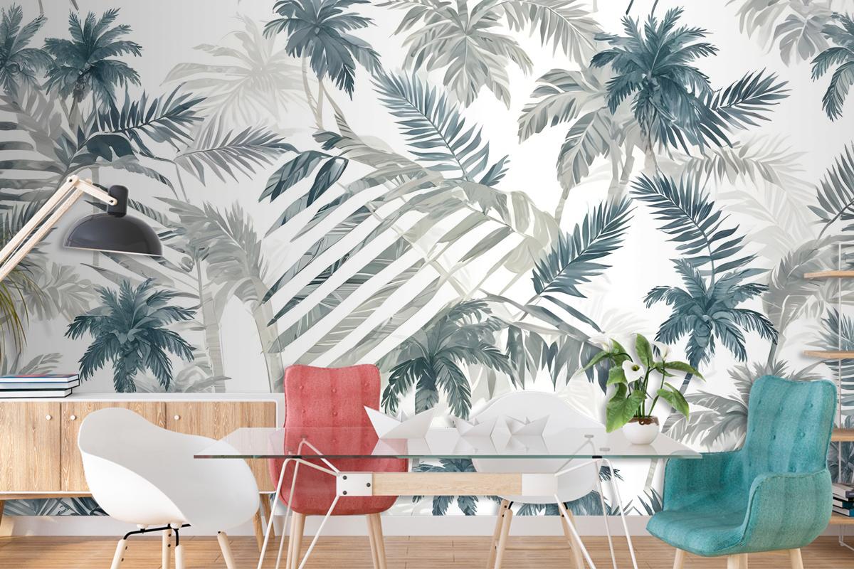 Vintage Tropical Leaf Pattern Wallpaper Mural