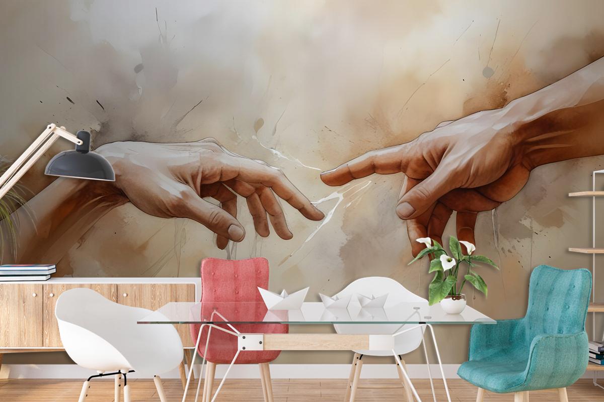 Watercolor Abstract Hands Wallpaper Mural