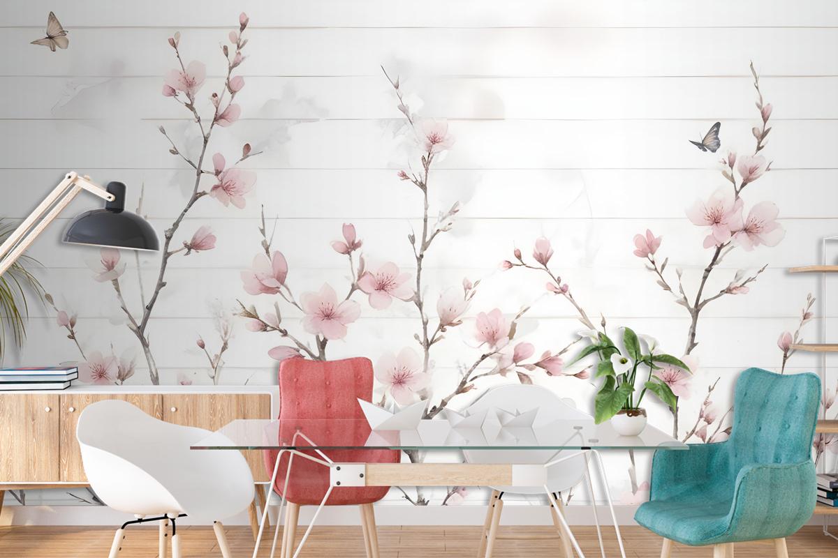 Watercolor Cherry Blossom Wallpaper Mural