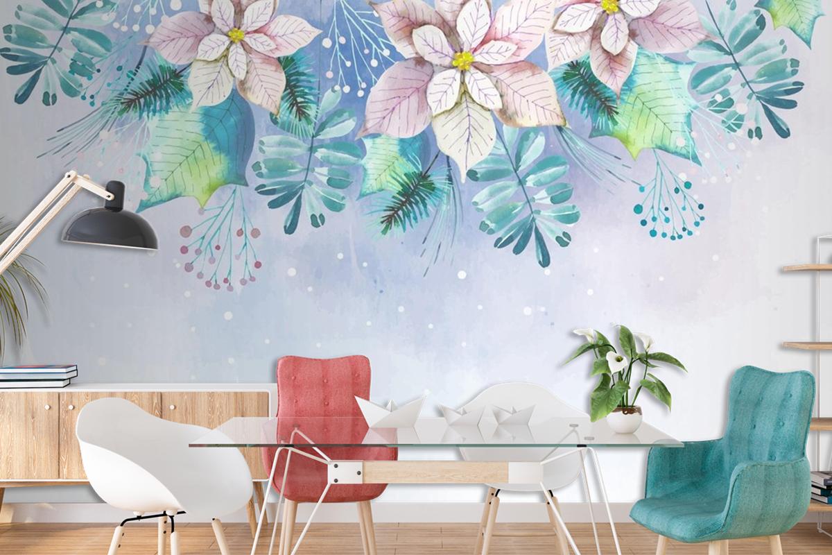 Watercolor Christmas Background Theme Wallpaper Mural