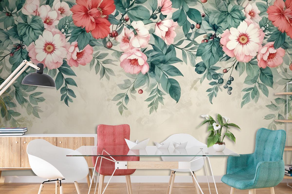 Watercolor Floral Wallpaper Mural