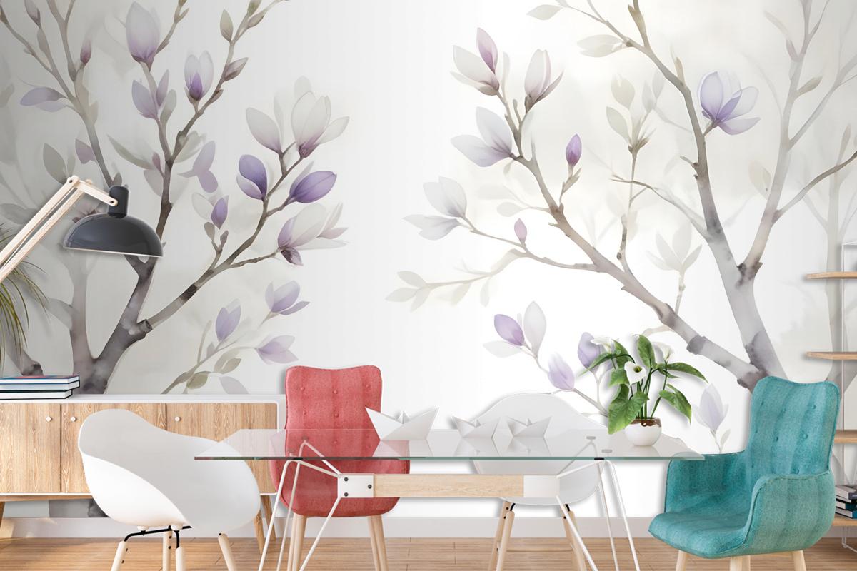 Watercolor Magnolia Floral Wallpaper Mural